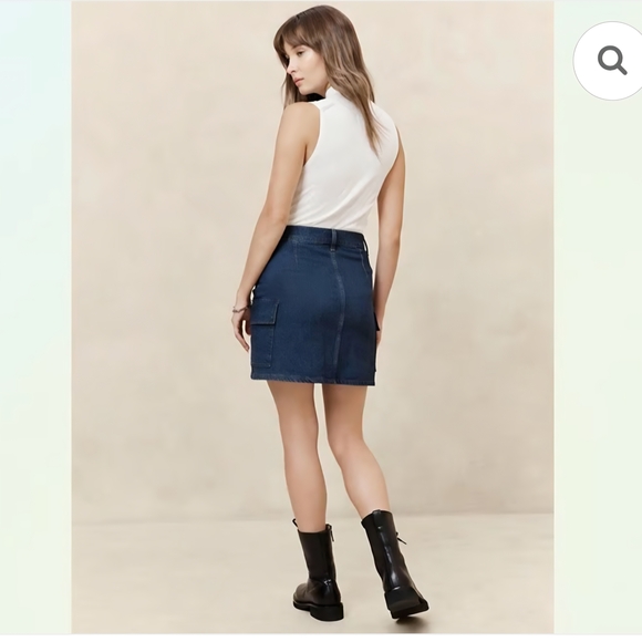 Banana Republic Denim Cargo Mini Skirt Size 10 - Picture 5 of 12